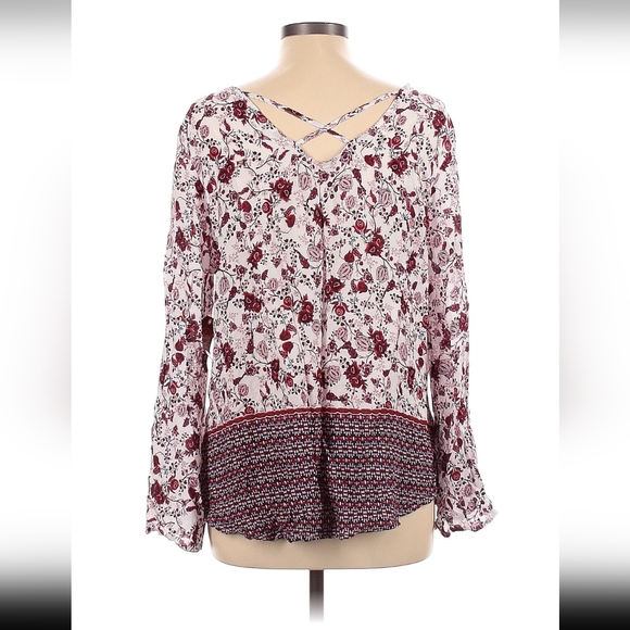 NWT Faded Glory Merlot Tunic Blouse with cross back Size L 100% Rayon - Picture 4 of 12